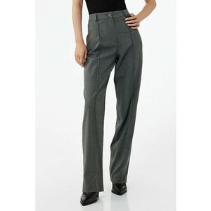 Pantaloni eleganti cu talie inalta si pensa - Gri inchis imagine