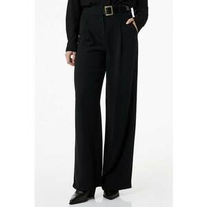 Pantaloni ampli cu o curea asimetrica - Negru imagine