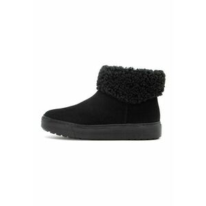 Ghete de piele intoarsa cu garnituri de blana shearling - Negru imagine