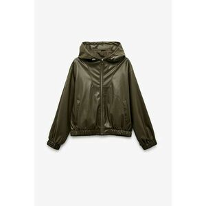 Jacheta cu buzunare laterale si gluga - Kaki inchis imagine