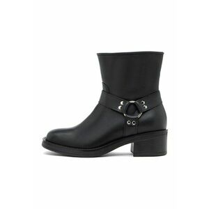 Ghete biker de piele cu fermoar - Negru imagine
