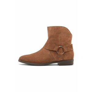Ghete de piele intoarsa cu bareta decorativa - Caramel imagine