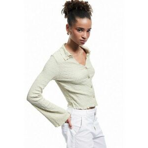 Camasa slim fit cu maneci clopot - Bej/Maro nisip imagine
