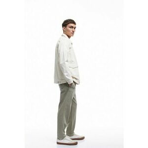 Pantaloni relaxed fit din bumbac cu talie medie - Kaki imagine