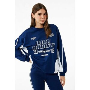 Bluza de trening cu imprimeu si maneci cazute - Bleumarin imagine