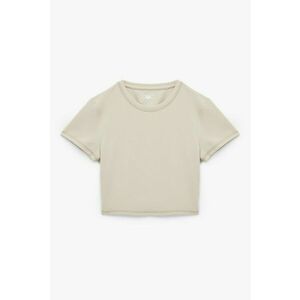 Tricou crop cu model uni - Maro nisip imagine