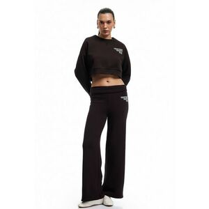 Bluza de trening crop cu text - Maro inchis imagine