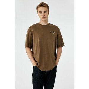 Tricou regular fit cu decolteu la baza gatului - Maro deschis imagine