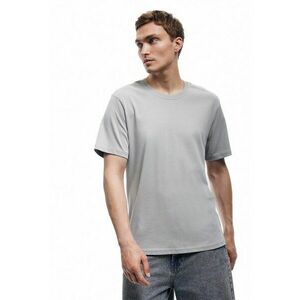 Tricou regular fit din bumbac cu model uni - Gri imagine
