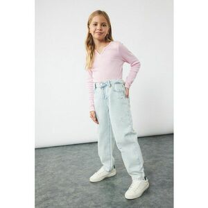 Blugi cu croiala ampla si talie inalta - Albastru deschis imagine