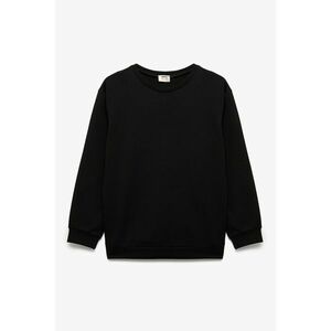 Bluza de trening cu decolteu la baza gatului si model uni - Negru imagine