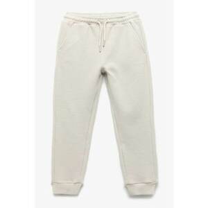 Pantaloni de trening striati din amestec de bumbac - Maro nisip imagine