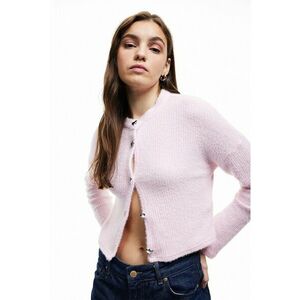 Cardigan cu nasturi in forma de inima - Roz pal imagine