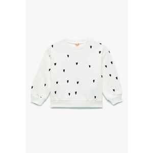 Bluza din bumbac cu model cu inimi - Alb fildes/Negru imagine