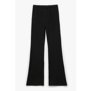Pantaloni cu croiala ampla si aspect striat - Negru imagine