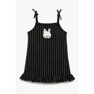 Rochie cu dungi si aplicatie - Negru/Alb murdar imagine