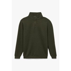 Bluza de trening cu aspect texturat si guler mediu - Verde padure imagine