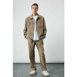Pantaloni drepti uni - Maro camel imagine