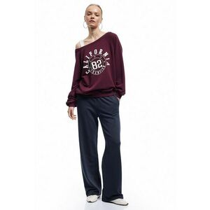Pantaloni de trening cu croiala ampla si model uni - Bleumarin imagine