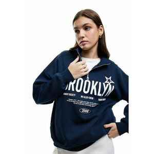 Bluza de trening cu imprimeu text - Bleumarin imagine