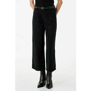 Blugi crop cu croiala ampla si curea - Negru imagine