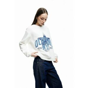 Bluza de trening cu imprimeu si maneci cazute - Alb/Albastru imagine