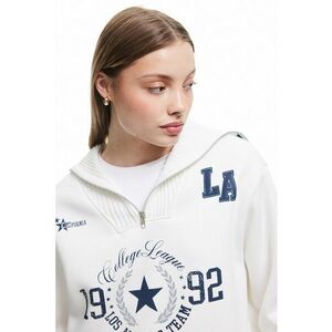 Bluza lejera de trening cu fenta cu fermoar - Alb/Albastru imagine