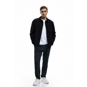 Pantaloni chino striati cu model uni - Gri antracit imagine