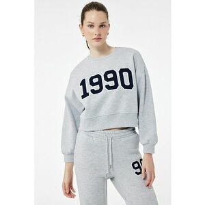 Bluza crop de trening cu aplicatie contrastanta - Gri deschis melange imagine