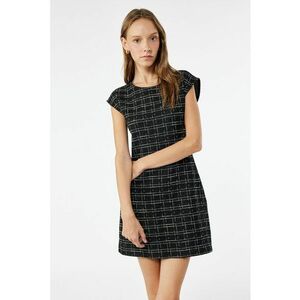 Rochie cu fermoar si model in carouri - Negru/Argintiu imagine