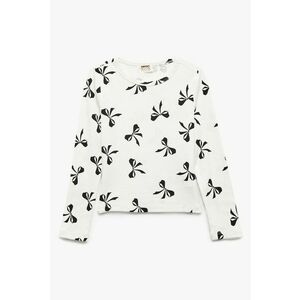 Bluza din amestec de bumbac cu model funda - Alb imagine