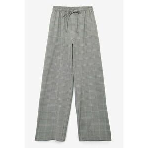 Pantaloni cu croiala ampla si model in carouri - Gri deschis imagine