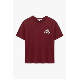 Tricou de bumbac cu imprimeu pe spate - Alb/Rosu inchis imagine