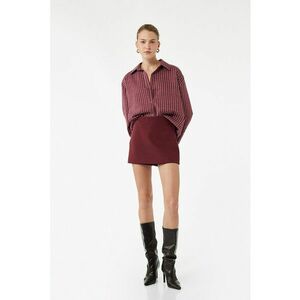 Fusta-pantalon uni cu fermoar - Visiniu imagine