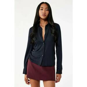 Fusta-pantalon uni cu fermoar - Maro imagine