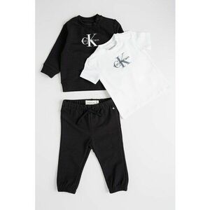Set de bluza de trening - tricou si pantaloni de trening din amestec de bumbac organic - 3 piese - Alb/Negru imagine