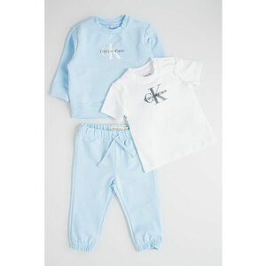 Set de bluza de trening - tricou si pantaloni de trening din amestec de bumbac organic - 3 piese - Albastru pastel imagine