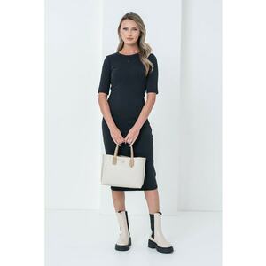 Rochie cu croiala bodycon si decolteu la baza gatului - Negru imagine