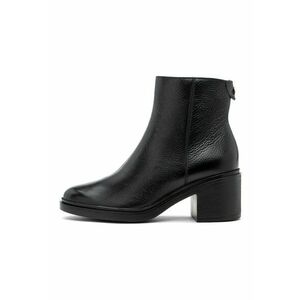 Botine de piele intoarsa cu toc masiv - Negru imagine