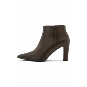 Botine ascutite din piele - cu toc clasic - Maro inchis imagine