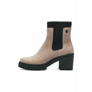 Botine Chelsea cu toc masiv - Negru/Maro taupe deschis imagine