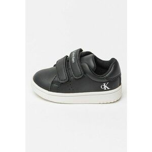 Pantofi sport din piele ecologica cu velcro - Negru/Alb murdar imagine