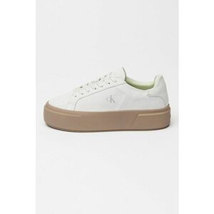 Pantofi sport flatform din piele intoarsa - Verde pal/Caramel imagine