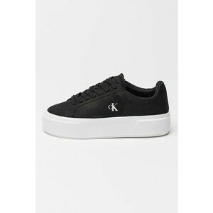 Pantofi sport flatform din piele intoarsa - Negru/Alb optic imagine