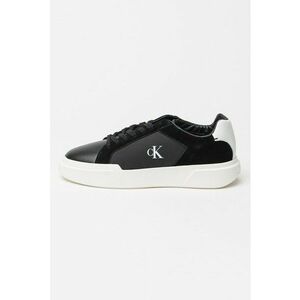 Pantofi sport din piele intoarsa si material textil cu logo si aspect masiv - Negru/Alb murdar imagine