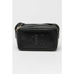 Geanta crossbody de piele ecologica cu logo in relief - Negru imagine