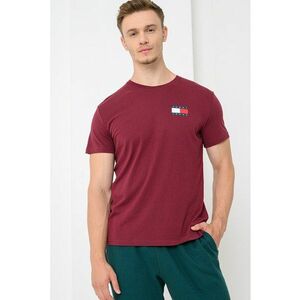 Tricou slim fit cu imprimeu logo - Visiniu imagine