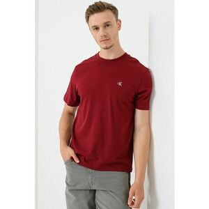 Tricou din bumbac cu decolteu la baza gatului - Visiniu imagine