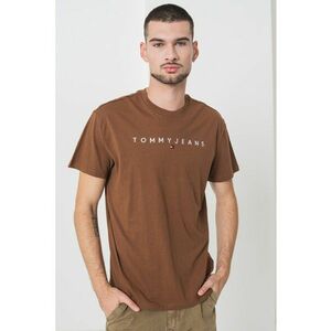 Tricou din bumbac cu logo brodat - Maro/Caramel imagine