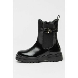 Ghete Chelsea din piele ecologica cu aspect lacuit - Negru imagine